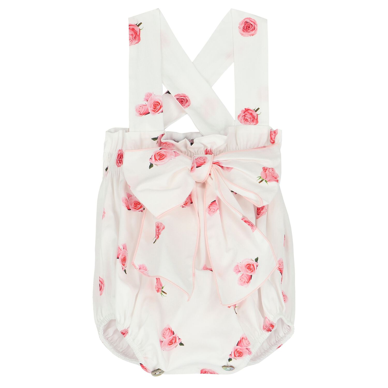 Baby Girls White & Pink Rose Bodysuit, 1, hi-res image number null