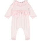 Baby Girls Pink Bow Babygrow, 1, hi-res