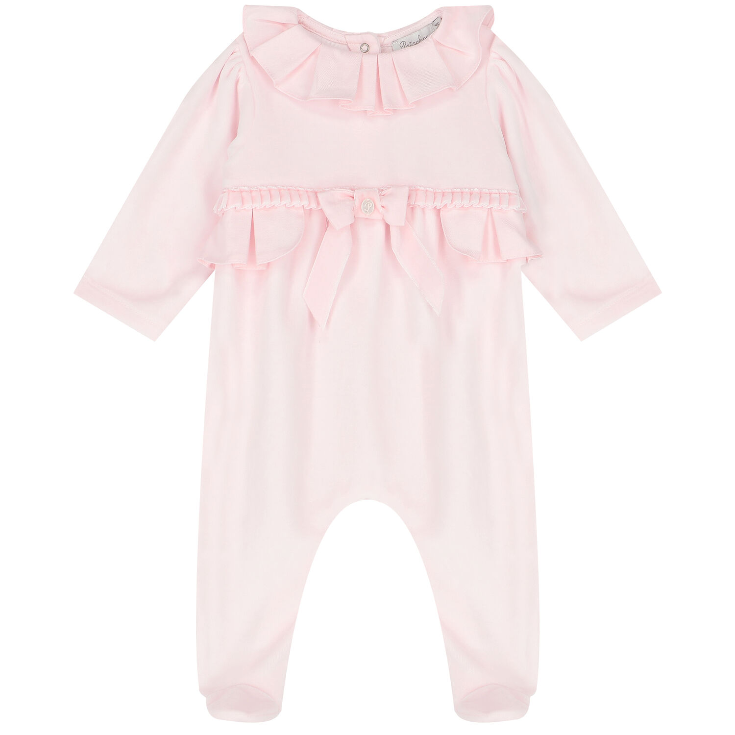 Baby Girls Pink Bow Babygrow, 1, hi-res