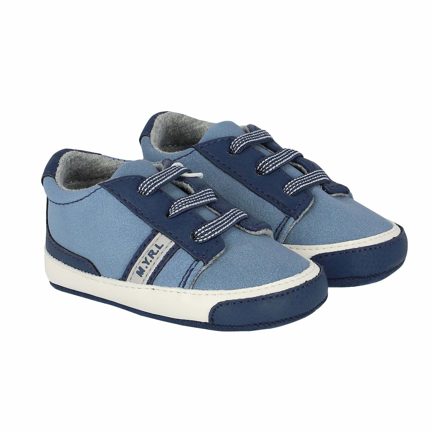 Baby Boys Blue & White Logo Pre Walker Shoes, 1, hi-res image number null
