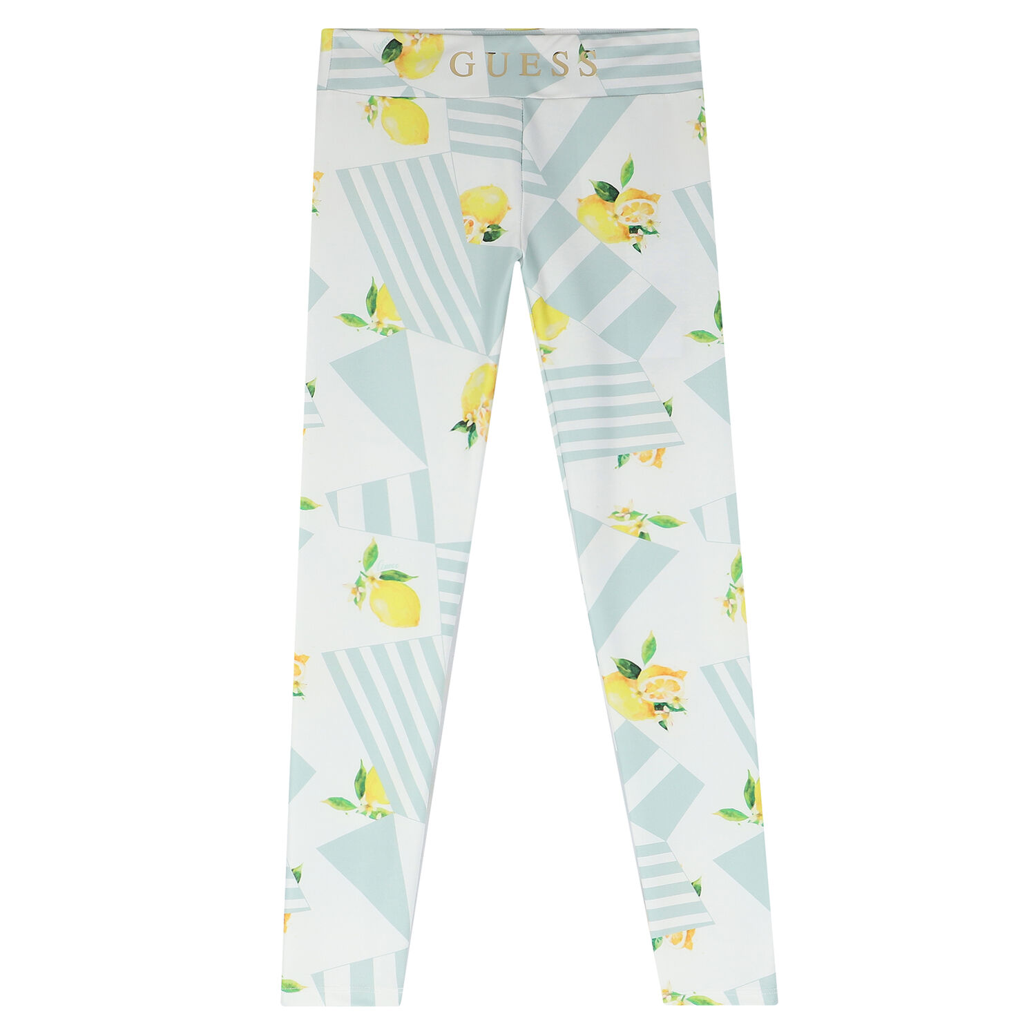 Girls White & Green Lemon Leggings, 1, hi-res