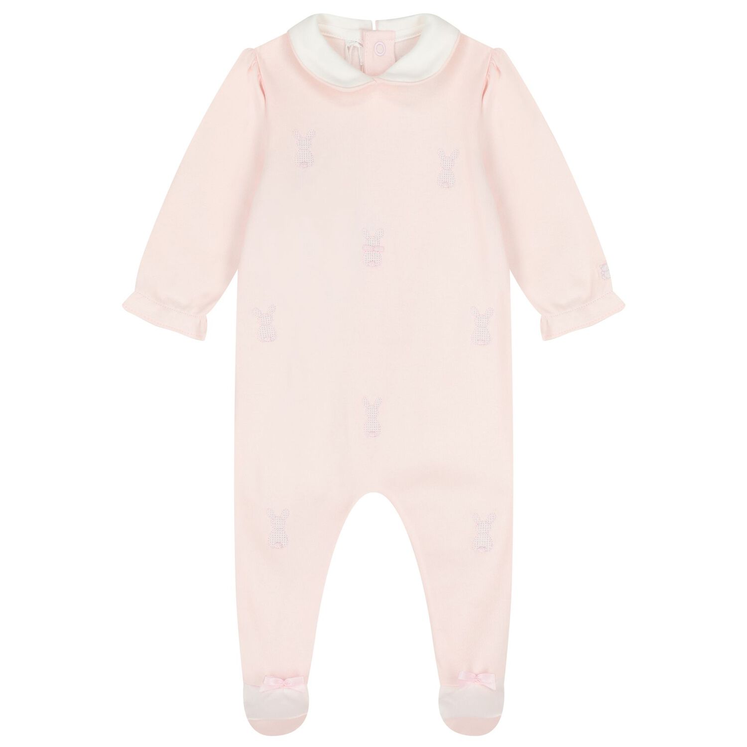 Baby Girls Pink Embroidered Bunnies Babygrow Set, 1, hi-res image number null