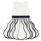Girls White & Navy Blue Dress, 1, hi-res
