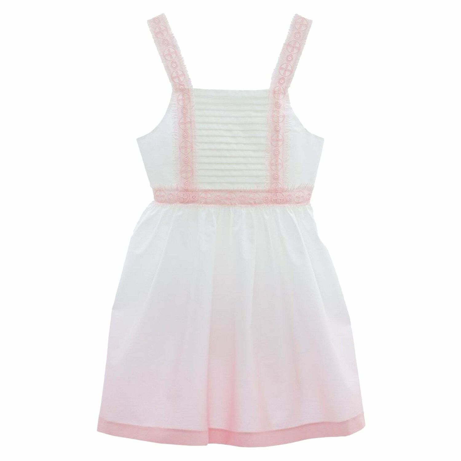 Girls Ivory & Pink Lace Dress, 1, hi-res