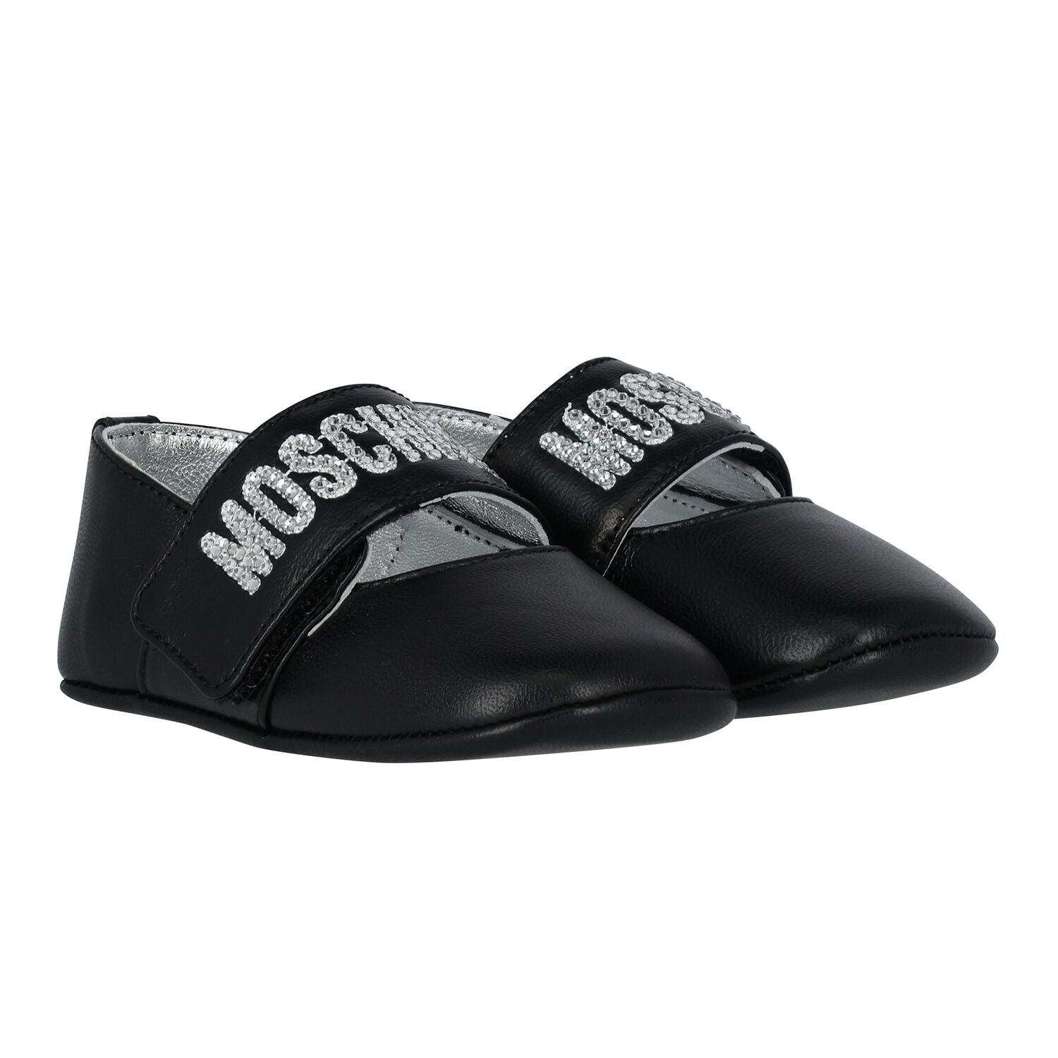 Baby Girls Black Logo Diamante Shoes, 1, hi-res image number null