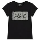 Girls Black Logo T-Shirt, 1, hi-res