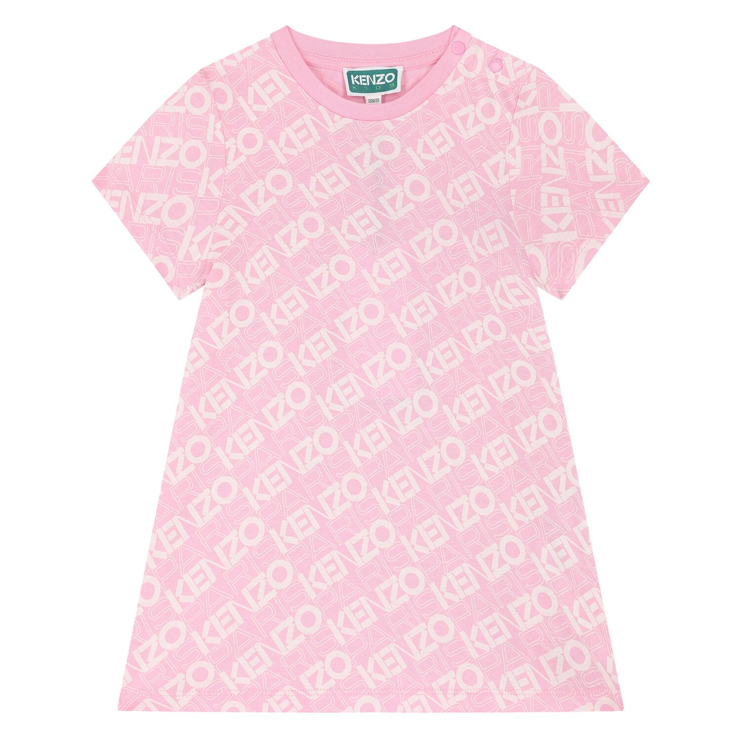 Younger Girls Pink Logo Dress, 1, hi-res