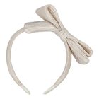 Girls Beige & Silver Bow Striped Headband, 1, hi-res