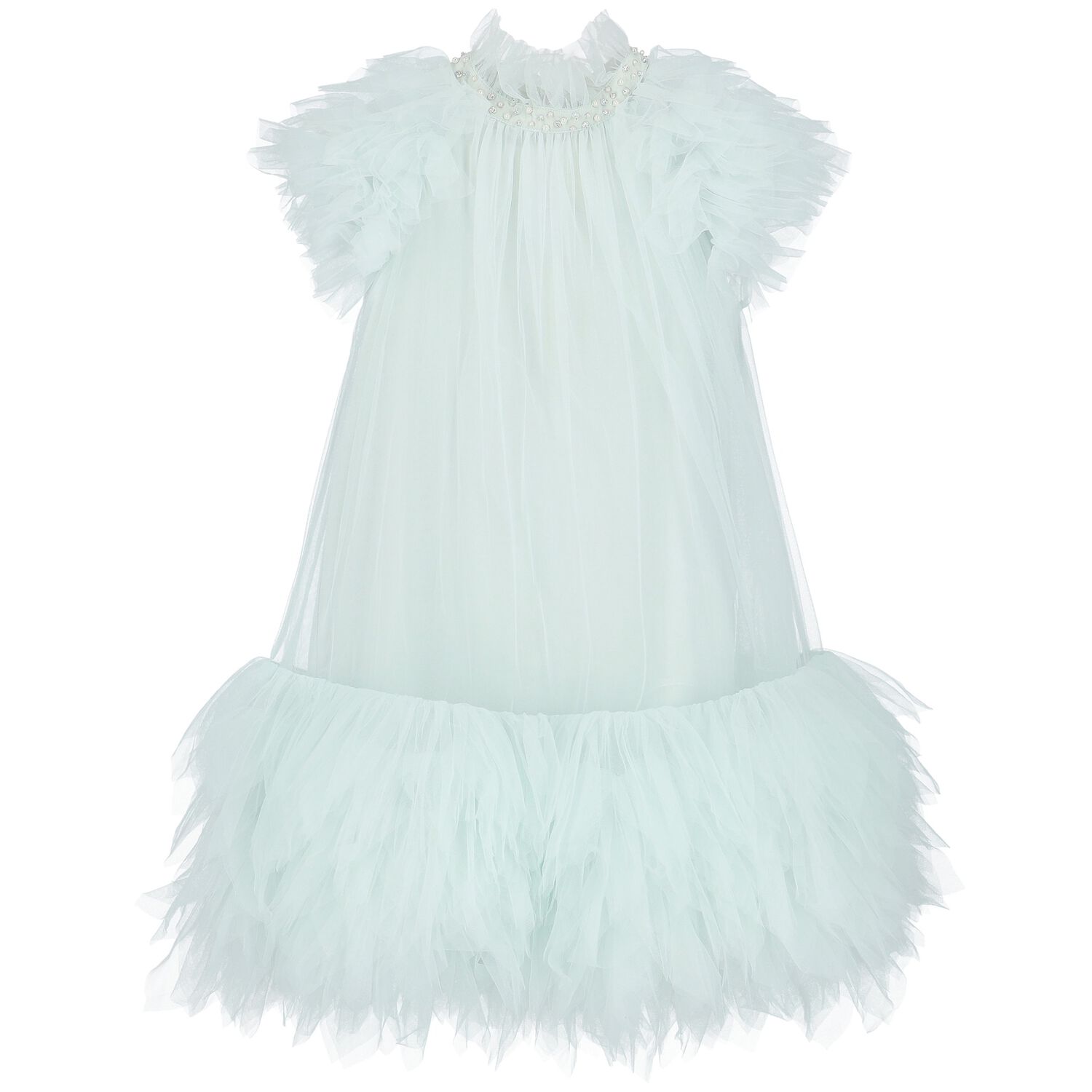 Girls Aqua Tulle Dress, 1, hi-res