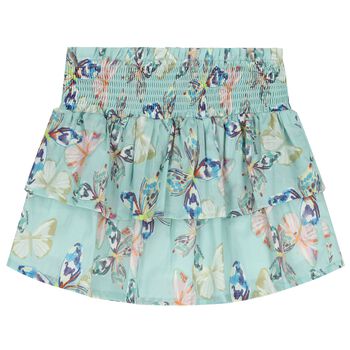 Girls Blue Butterflies Logo Skirt