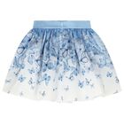 Girls White & Blue Butterfly Skirt Set, 1, hi-res