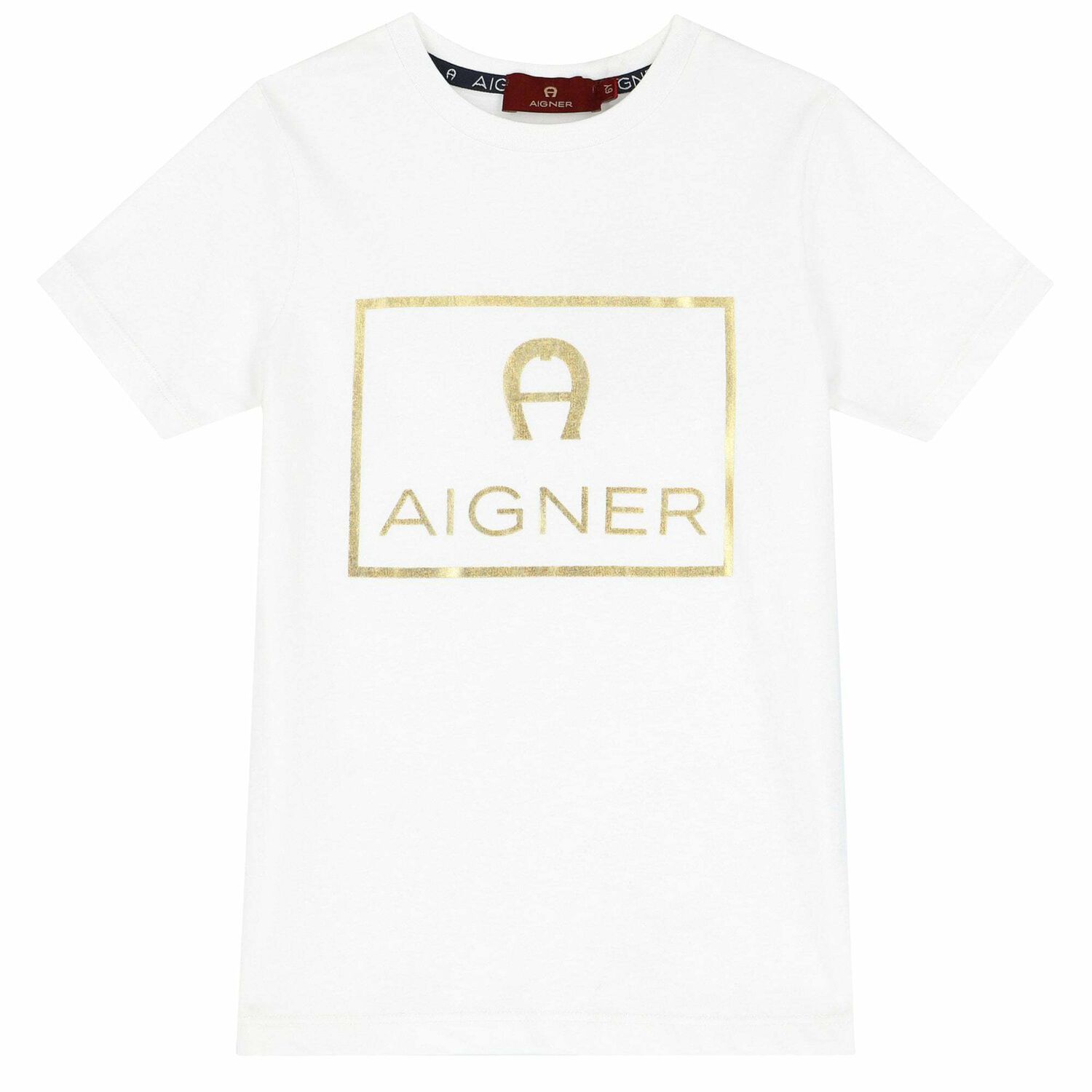 Boys White & Gold Logo T-Shirt, 3, hi-res image number null
