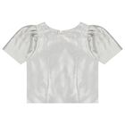 Girls Metallic Silver Bow Skirt Set, 1, hi-res