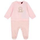 Pink & Gold Pima Cotton Logo Babygrow, 2, hi-res