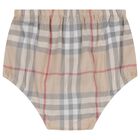 Baby Girls White Check Dress Set, 1, hi-res