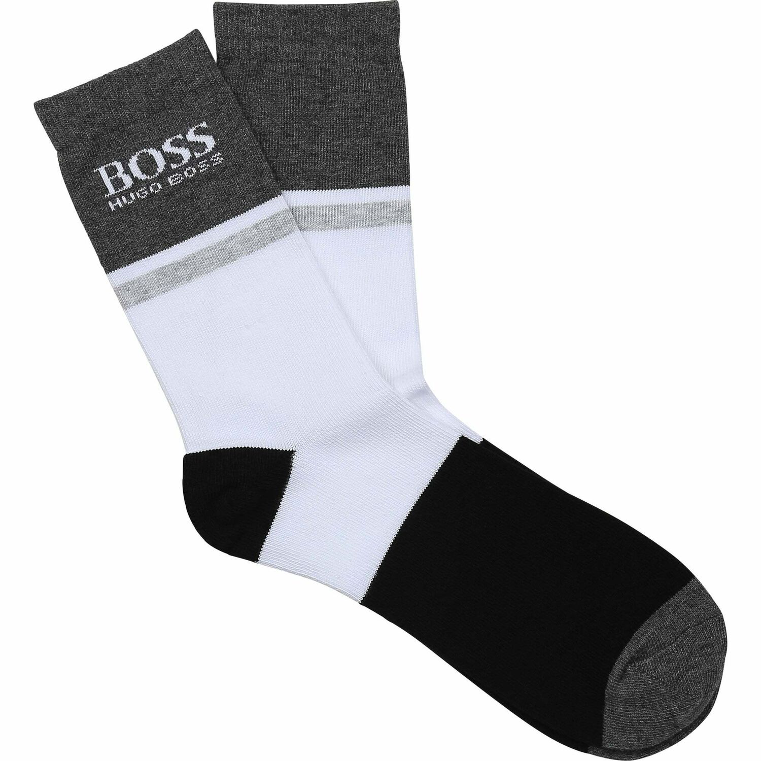 Boys White & Black Logo Socks ( 2-Pack ), 1, hi-res