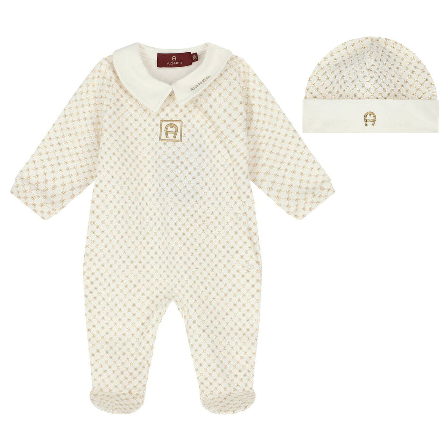 Ivory & Gold Logo Babygrow Gift Set, 1, hi-res image number null