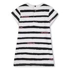 Younger Girls White & Black Striped Choupette Dress, 1, hi-res