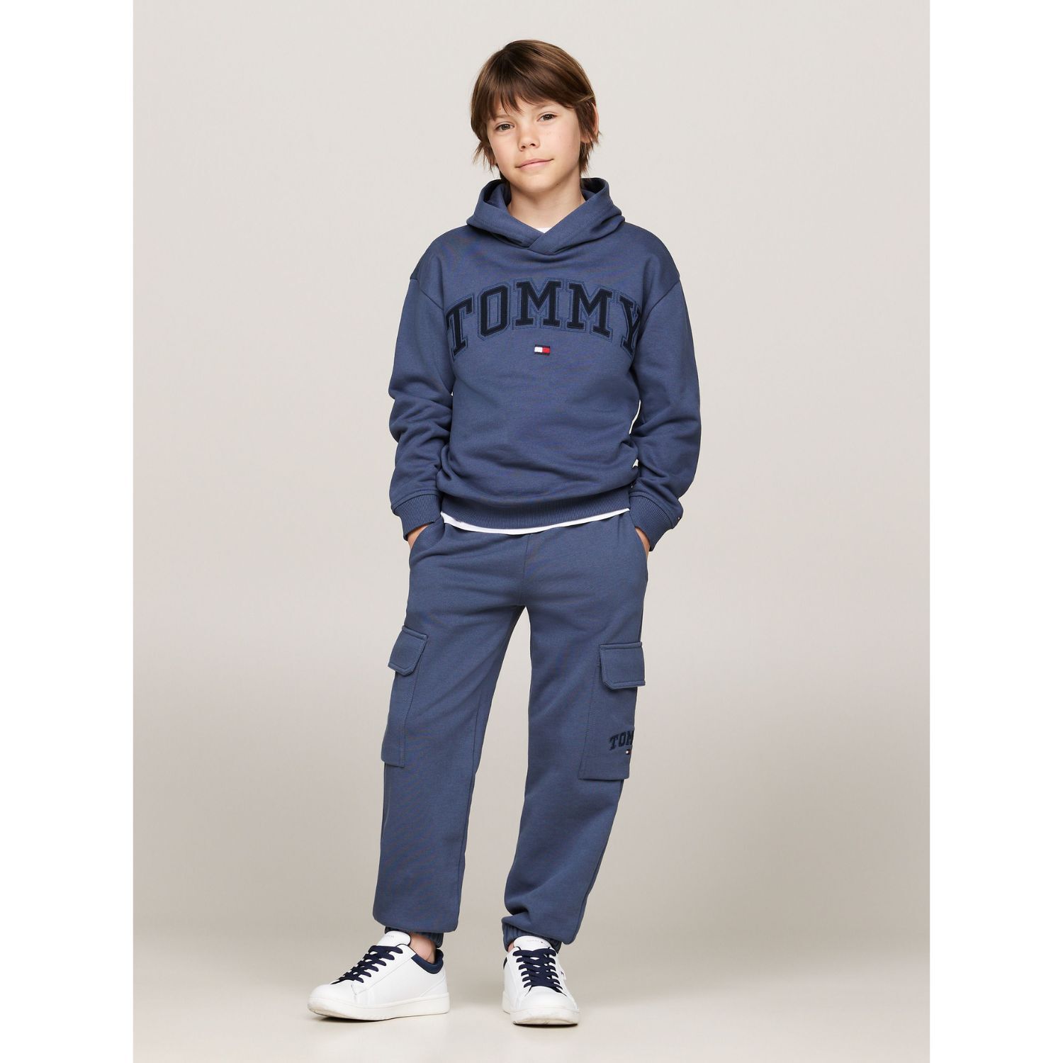 Boys Blue Logo Hooded Top, 1, hi-res image number null