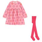 Girls Pink Floral Dress Set, 1, hi-res
