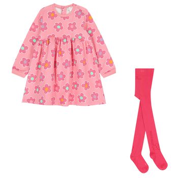 Girls Pink Floral Dress Set