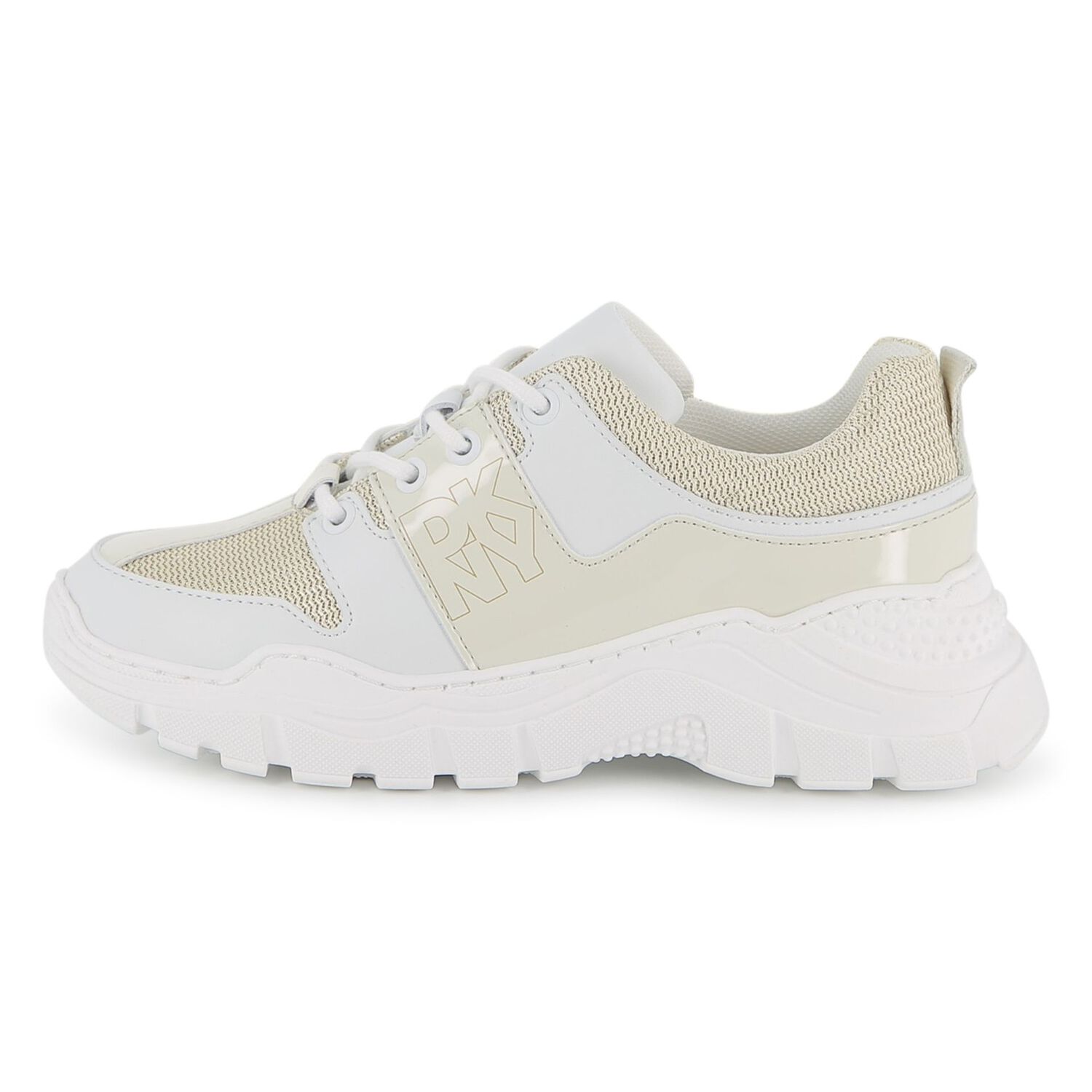 Girls Mini Me White Logo Trainers, 1, hi-res