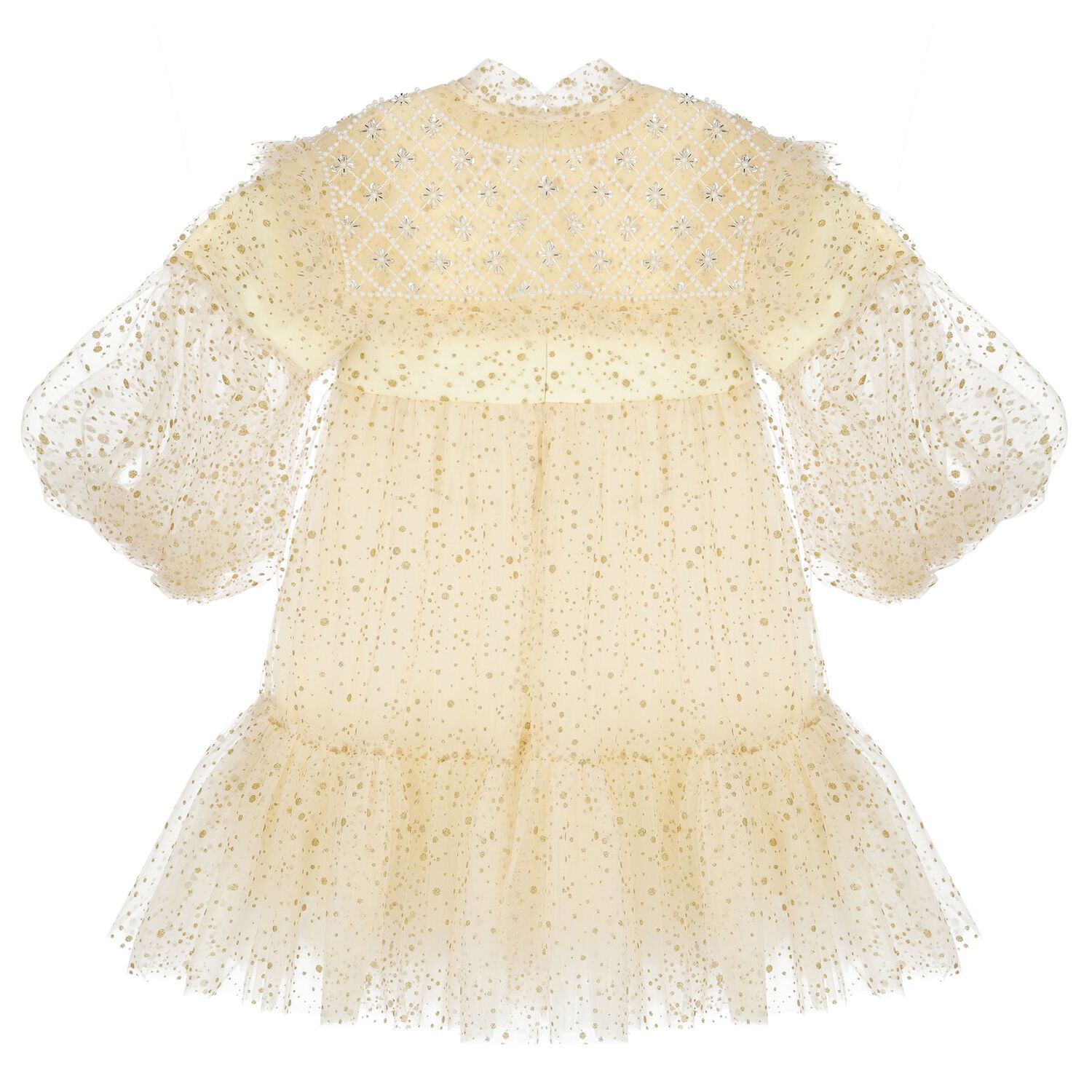Girls Gold Tulle Dress, 1, hi-res