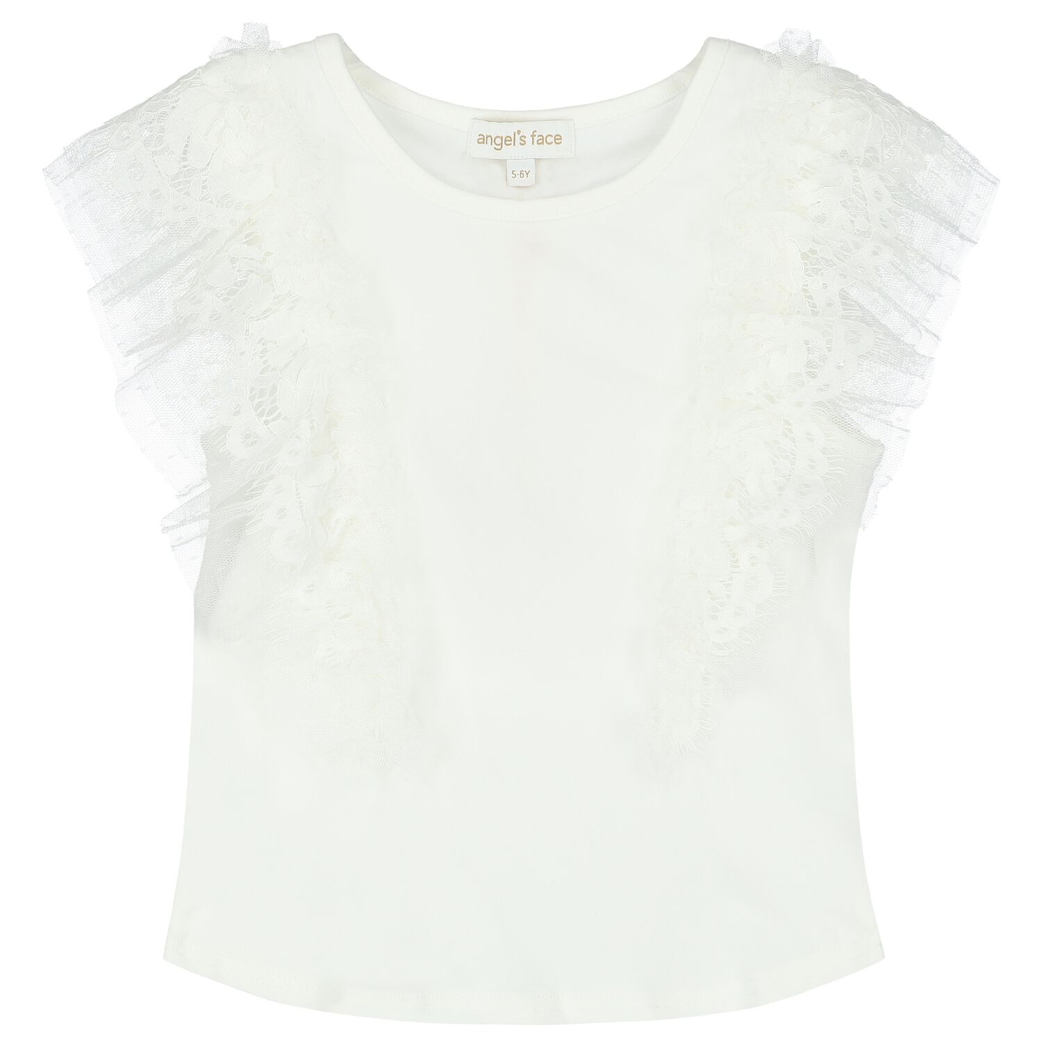 Girls White Ruffled Top, 3, hi-res
