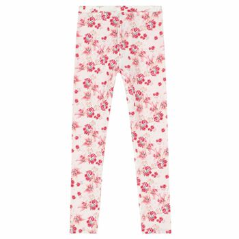 Girls Pink Floral Reversible Leggings