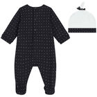 Baby Boys Navy Blue & White Logo Babygrow Set, 1, hi-res