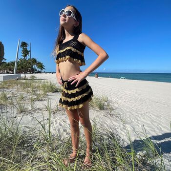 Girls Black & Gold Crochet Skirt