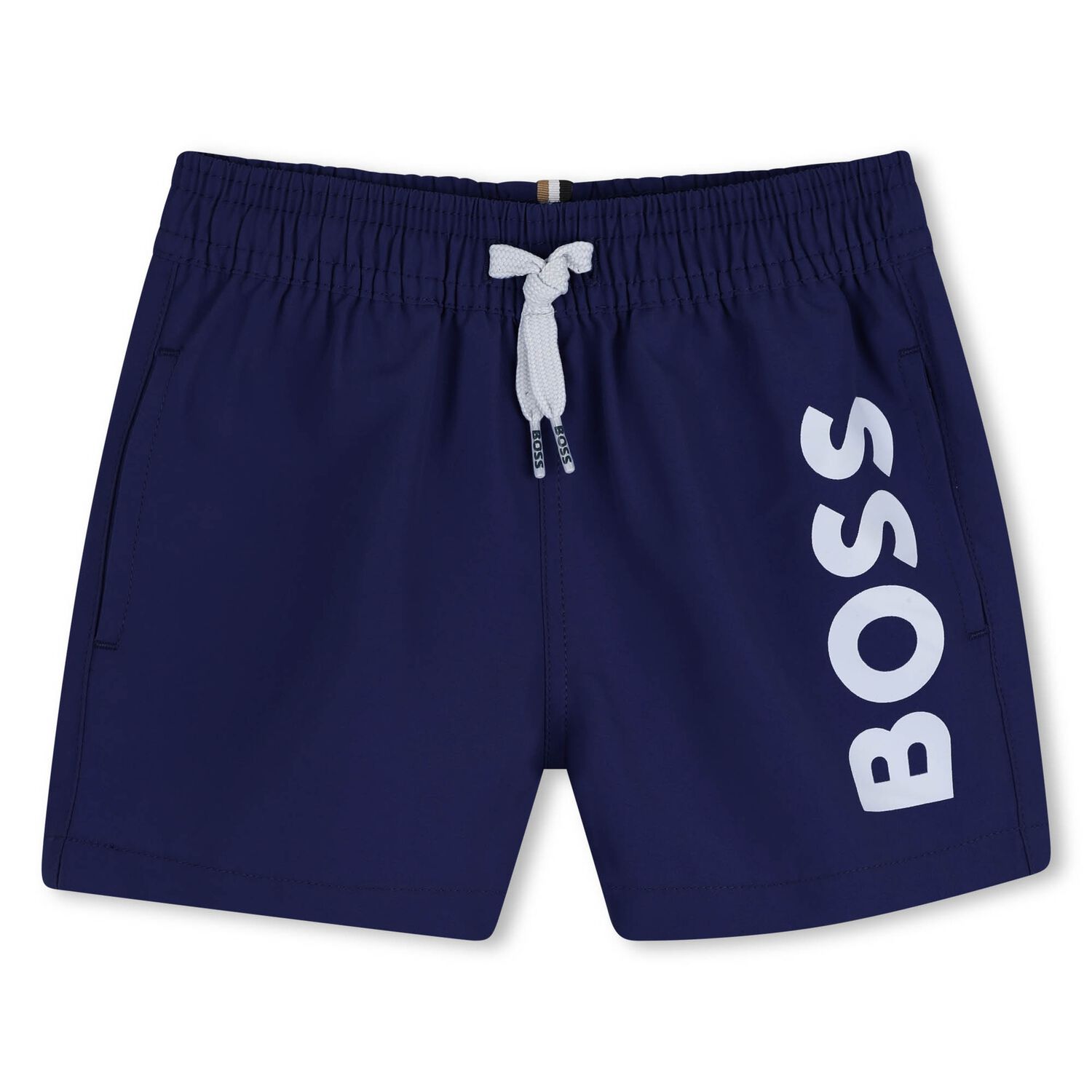 Younger Boys Navy Blue Logo Swim Shorts, 3, hi-res