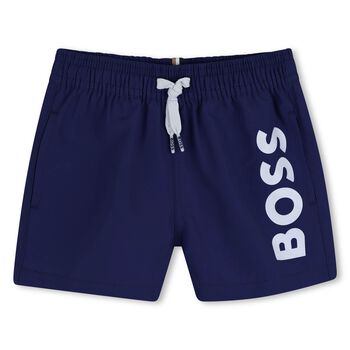 Younger Boys Navy Blue Logo Swim Shorts