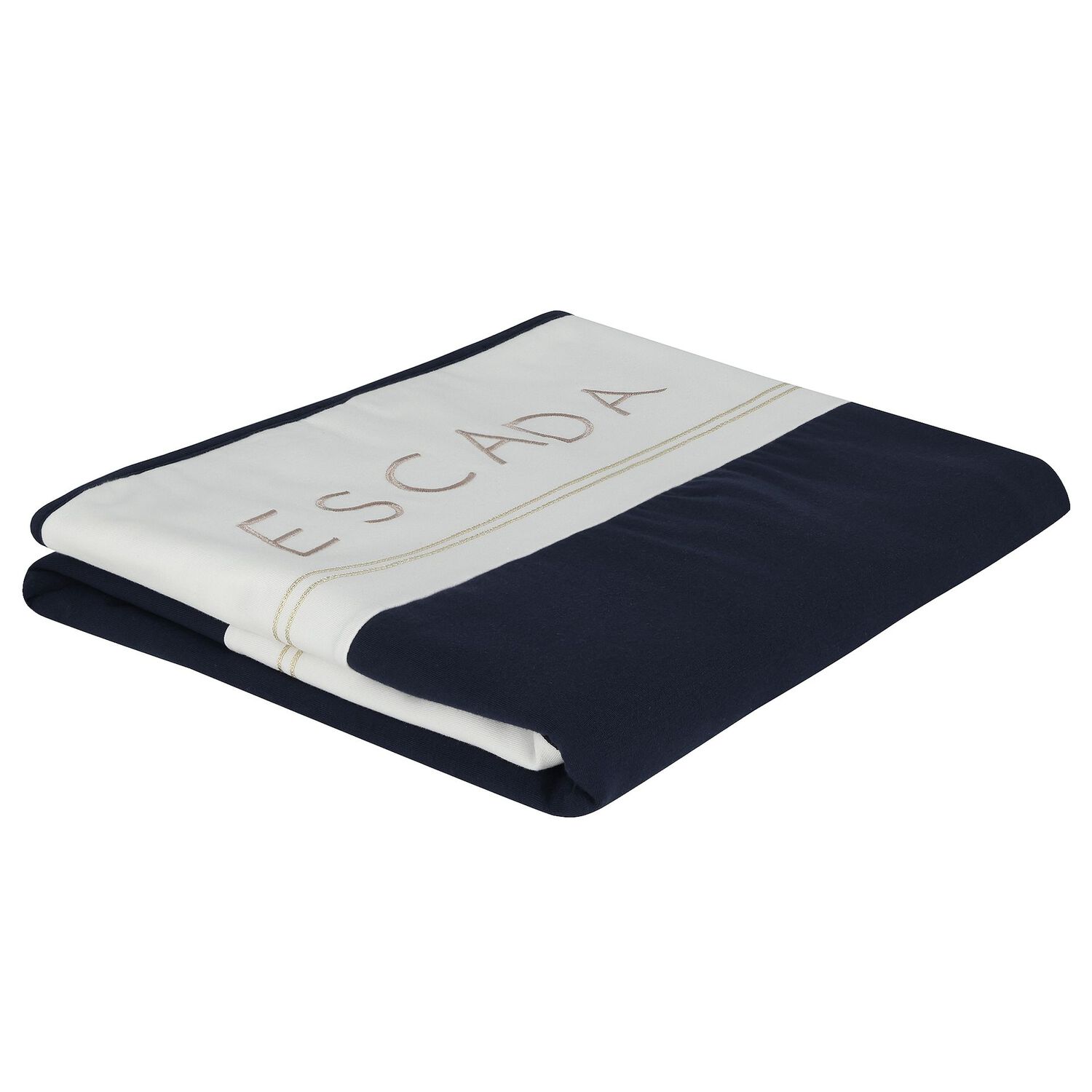 Baby Boys White & Navy Blue Logo Blanket, 1, hi-res