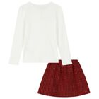 Girls White & Red Logo Skirt Set, 1, hi-res