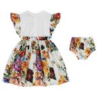 Younger Girls Multi-Coloured Logo Floral Dress Set, 1, hi-res