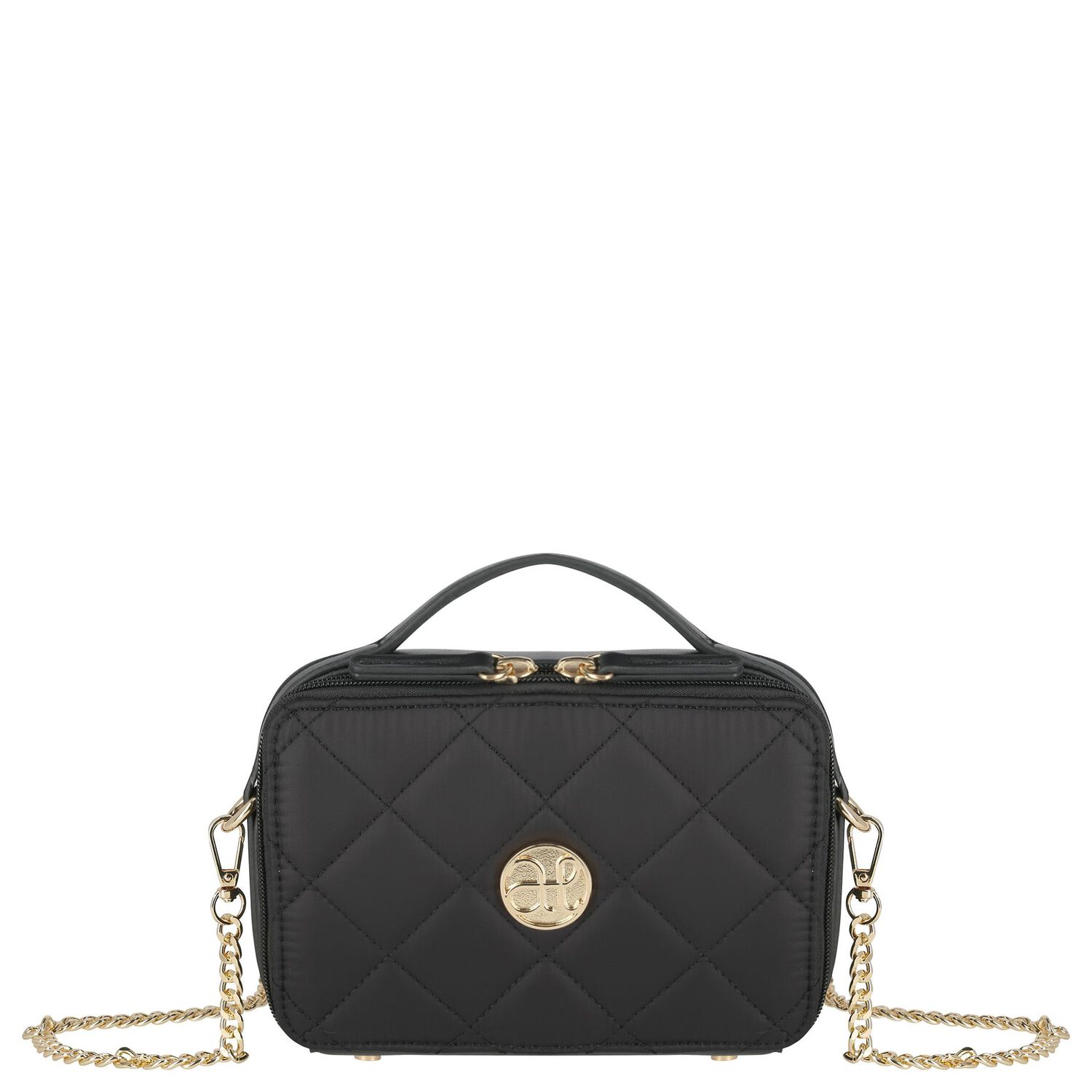 Girls Black Quilted Handbag, 1, hi-res