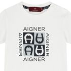 Younger Boys White Logo T-Shirt, 1, hi-res