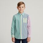 Boys Multi-Colored Striped Logo Shirt, 1, hi-res