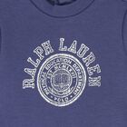 Baby Boys Navy Blue Varsity Logo Romper, 1, hi-res