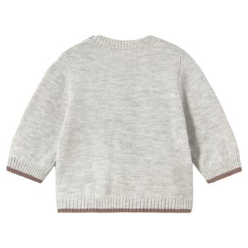 Baby Boys Grey Teddy Bear Knitted Jumper