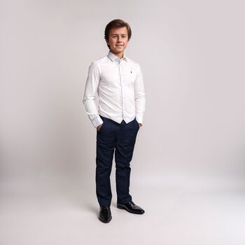 Boys Navy Blue Logo Trousers