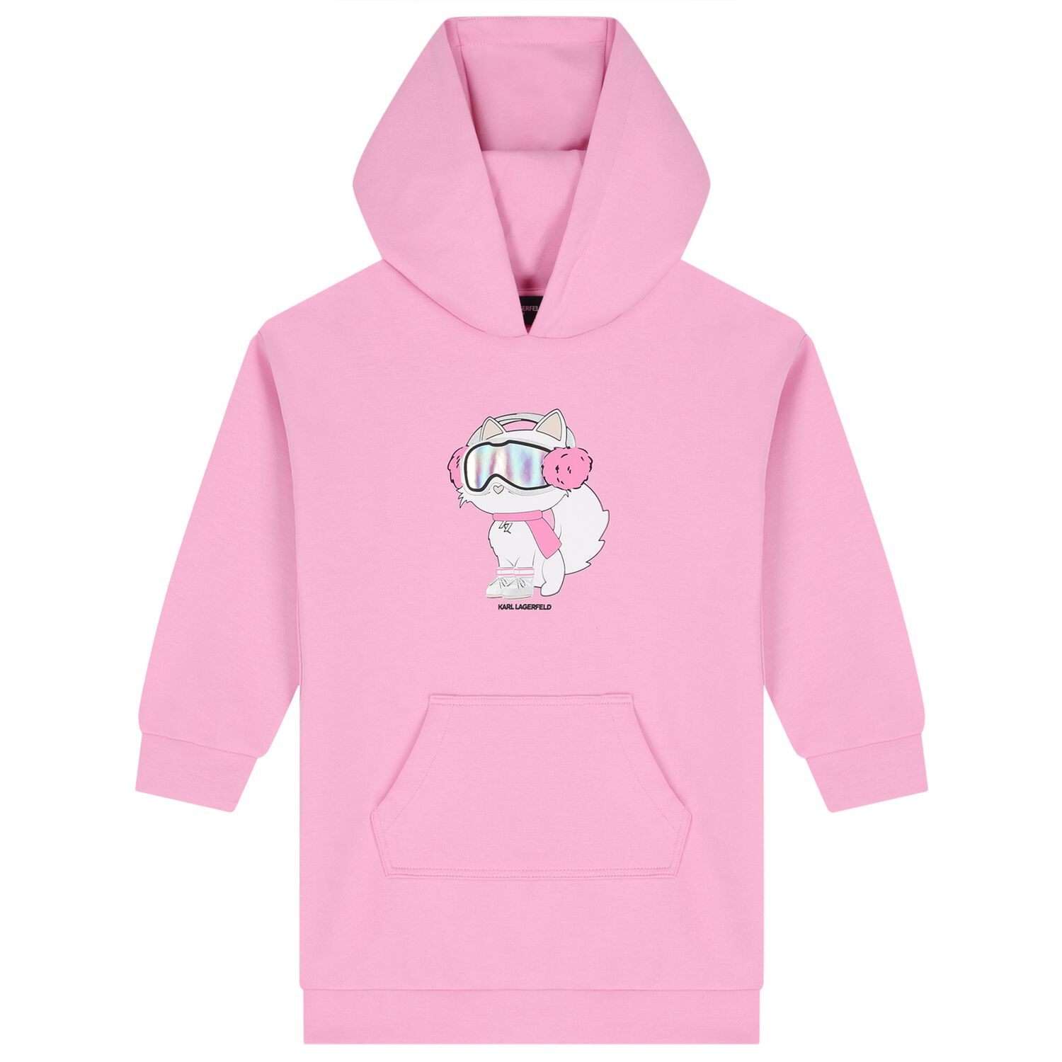 Girls Pink Choupette Hooded Dress, 1, hi-res