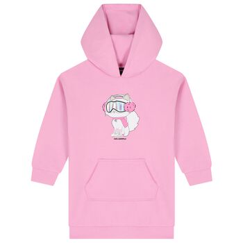 Girls Pink Choupette Hooded Dress