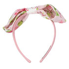 Girls Pink Floral Printed Bow Headband, 1, hi-res