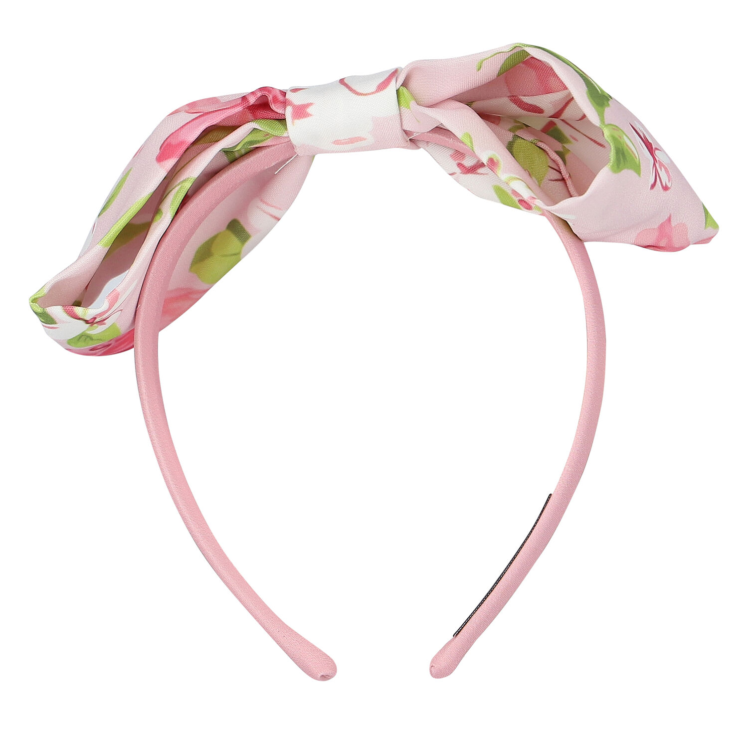 Girls Pink Floral Printed Bow Headband, 1, hi-res