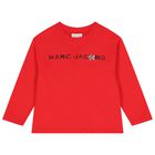 Girls Red Logo Long Sleeve Top, 2, hi-res