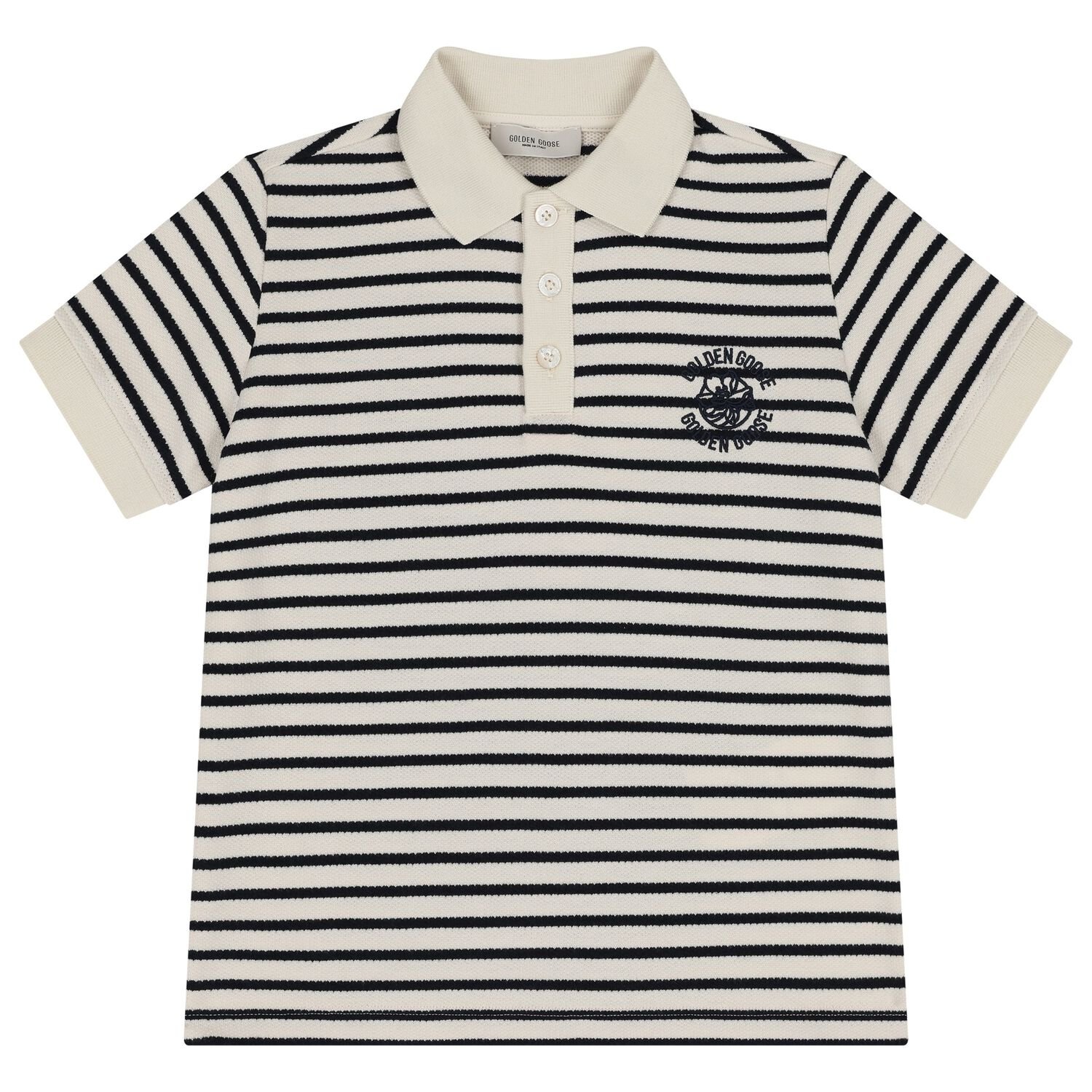 Boys Ivory & Black Logo Polo Shirt, 1, hi-res