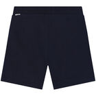 Younger Boys Navy Blue Logo Shorts, 1, hi-res