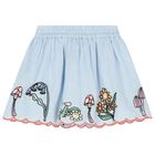 Girls Blue Flower Skirt, 1, hi-res